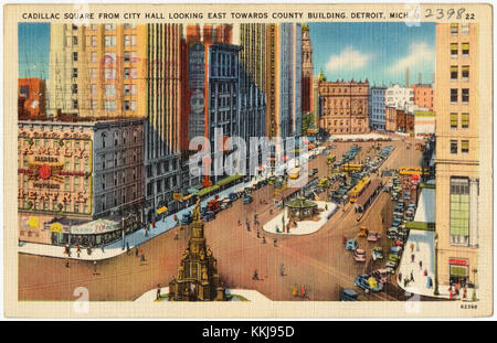 Cadillac Square aus dem Rathaus mit Blick nach Osten in Richtung County Building, Detroit, mich (62398) Stockfoto