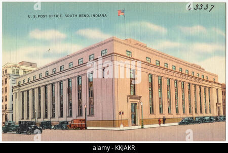 Das U.S. Post Office in South Bend, Indiana, ist ein bedeutendes architektonisches und bürgerliches Gebäude, das den Stil und die Rolle der Post in amerikanischen Städten während des 20. Jahrhunderts widerspiegelt. Stockfoto