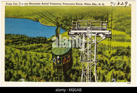 Die Straßenbahn der Cannon Mountain Aerial Tramway in Franconia Notch, New Hampshire, bietet malerische Ausblicke auf die White Mountains, ein beliebtes Ziel für Touristen und Outdoor-Enthusiasten. Stockfoto