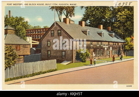 Fort Western und Blockhaus, erbaut 1754, Augusta, Maine (60988) Stockfoto