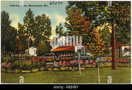 Lakewood Inn in Skowhegan, Maine, ist ein historisches Hotel, das Unterkunft und Service für Reisende bietet. Bekannt für seinen lokalen Charme und seine Gastfreundschaft, ist es ein Grundnahrungsmittel in der Skowhegan Gegend. Stockfoto