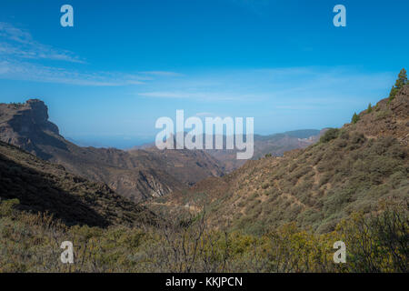 Spektakuläre Aussicht des Roque Bentayga in Gran Canaria Stockfoto