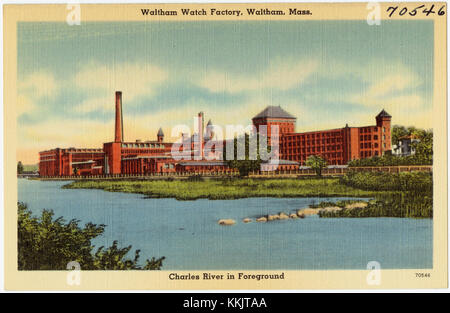 Waltham Watch Factory, Waltham, Mass. Charles River im Vordergrund (70546) Stockfoto