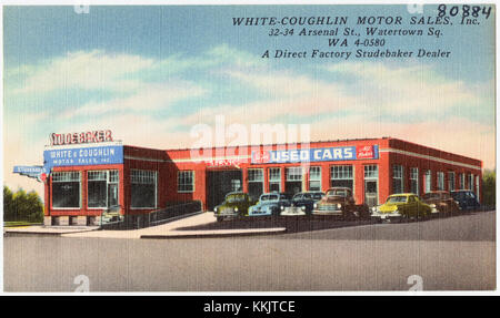 White-Coughlin Motor Sales, Inc. 32-34 Arsenal St., Watertown Sq. WA 4-0580, ein direkter werkstudebaker-Händler (80884) Stockfoto