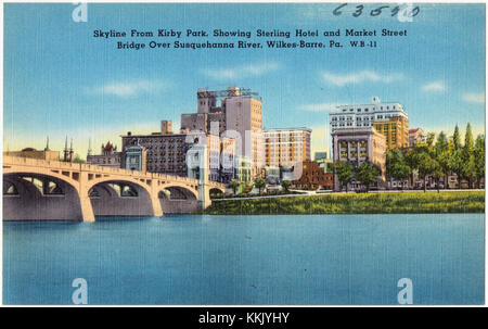 Skyline vom Kirby Park, zeigt Sterling Hotel und Market Street Bridge über Susquehanna River, Wilkes-Barre, Pa (63540) Stockfoto