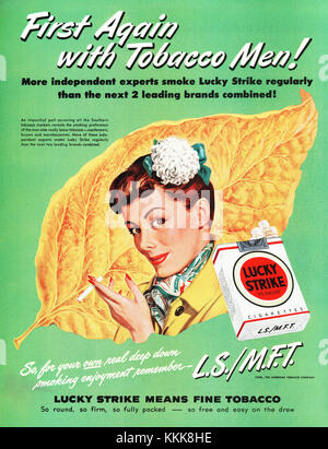 1948 US-Magazin Lucky Strike Zigarette Anzeige Stockfoto