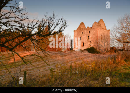 Die Ruinen von Newark Castle in den schottischen Borders Stockfoto