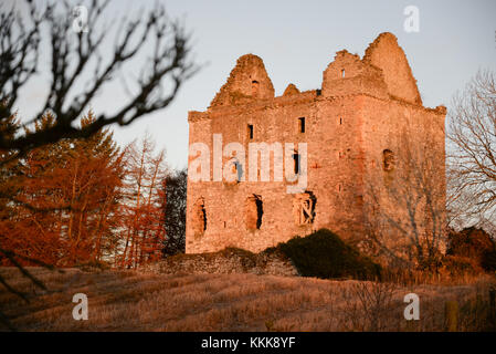 Die Ruinen von Newark Castle in den schottischen Borders Stockfoto