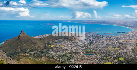 Schönen Panoramablick auf Kapstadt vom Tafelberg. Stockfoto