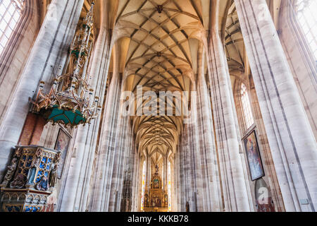 Deutschland, Bayern, Romantische Straße, Dinkelsbühl, St. Georges Münster, Innenansicht Stockfoto
