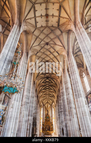 Deutschland, Bayern, Romantische Straße, Dinkelsbühl, St. Georges Münster, Innenansicht Stockfoto