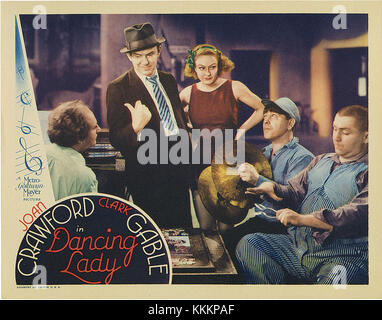 Ein Vintage-Poster mit Crawford, Gable, Astaire und einer tanzenden Dame, das ein ikonisches Bild aus dem Kino des frühen 20. Jahrhunderts und Hollywoods goldenem Zeitalter zeigt. Stockfoto