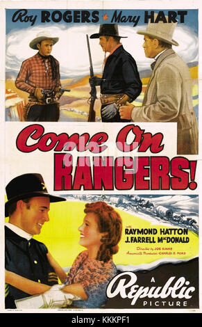 Ein Filmplakat für den Film „Come On, Rangers“ aus dem Jahr 1933, der das amerikanische Kino und die Filmwerbung in den 1930er Jahren repräsentiert Stockfoto