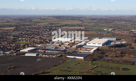 Luftaufnahme von einem Industriegebiet bei Lockett Straße, Ashton-in-Makerfield, Lancashire, Großbritannien Stockfoto