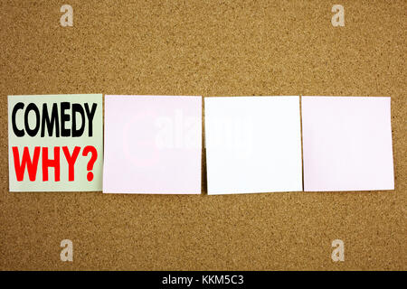 Konzeptionelle Handschrift Text Inspiration zeigt Comedy Business Concept für Stand Up Comedy Mikrofon auf der bunten Sticky Note Nahaufnahme Stockfoto
