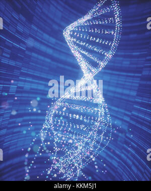 3D-Darstellung. Bunte DNA-Molekül. Konzept Bild einer Struktur des genetischen Codes. Stockfoto