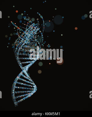 3D-Darstellung. Bunte DNA-Molekül. Konzept Bild einer Struktur des genetischen Codes. Stockfoto