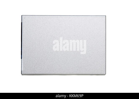 Blick von oben auf einen Computer Solid State Disk isoliert auf einem weißen Hintergrund. Stockfoto