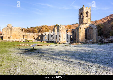 Eine frostige Herbst morgen bei den Ruinen von Mount Grace Priory, Osten Harlsey, North Yorkshire UK Stockfoto