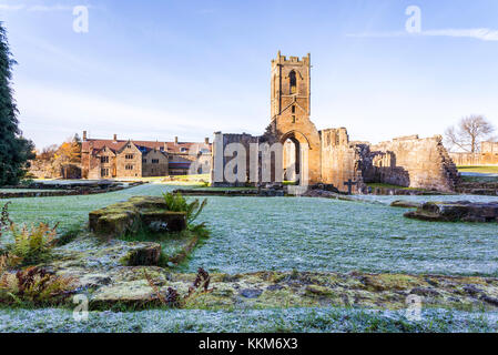 Eine frostige Herbst morgen bei den Ruinen von Mount Grace Priory, Osten Harlsey, North Yorkshire UK Stockfoto