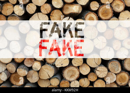 Konzeptionelle Ankündigung Text-Inspiration zeigt Fake News Business Concept for Fake News auf hölzernem Hintergrund mit Raum geschrieben Stockfoto