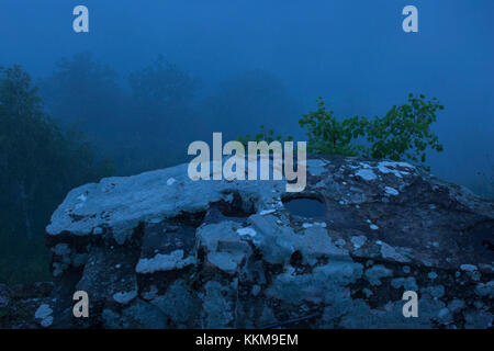 Morgenstimmung in der Nähe der Wegelnburg, Pfalz, Rheinland-Pfalz, Deutschland, Stockfoto