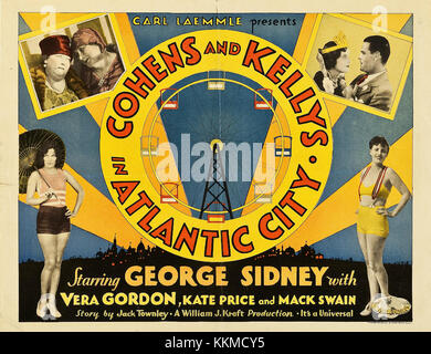 Das Poster für „Cohens and Kellys in Atlantic City“ zeigt die komödiantische Essenz des Films, einer Veröffentlichung aus dem Jahr 1942, die den Humor und den Charme der Charaktere zeigt. Stockfoto