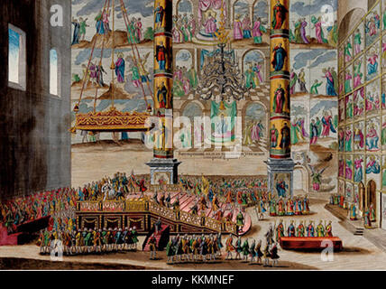 Die Krönung von Elisabeth II. 1953 war ein historisches Ereignis, das ihren Aufstieg auf den britischen Thron markierte. Die Zeremonie fand in der Westminster Abbey statt, wo Königin Elisabeth II. In einem bedeutsamen Ereignis gekrönt wurde, das weltweit ausgestrahlt wurde und dessen Bedeutung in der Geschichte der britischen Monarchie unterstrich. Stockfoto