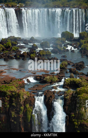 Salto Rivadavia und Salto Tres Musqueteros, Iguazu Falls, Argentinien, von der brasilianischen Seite aus gesehen, Südamerika Stockfoto