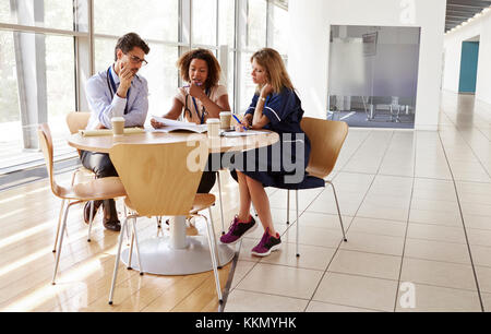 Leitende Mitarbeiter im Gesundheitswesen in Absprache in einem Konferenzraum Stockfoto