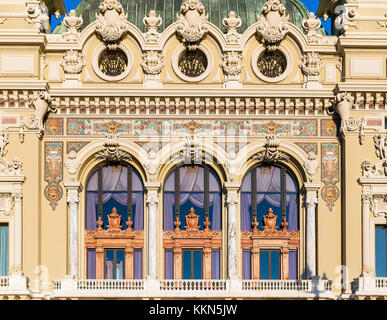 Äußere Detail der Salle Garnier, Opéra de Monte-Carlo, Monaco. Stockfoto