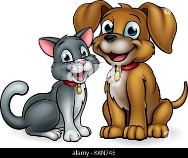 Katze und Hund Haustiere Cartoon-Zeichen Stock Vektor