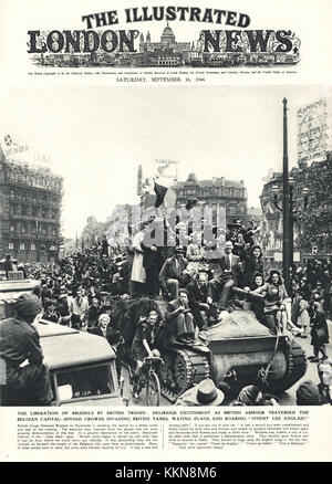 1944 Illustrated London News 11. Panzerdivision in der Britischen Armee befreien Brüssel Stockfoto
