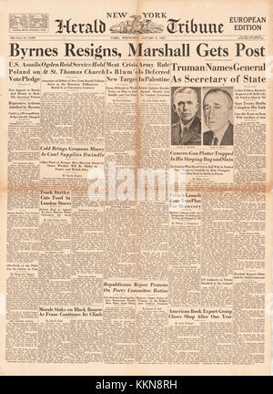 1947 New York Herald Tribune George Marshall wird US-Außenministerin Stockfoto