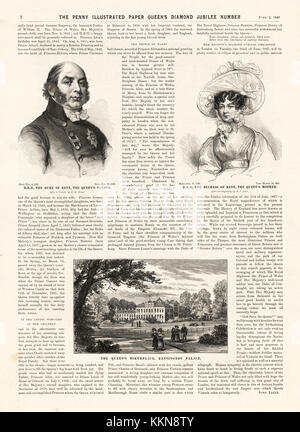 1897 Penny illustrierte Papier seine Königliche Hoheit, der Herzog und die Herzogin von Kent, die Eltern von Königin Victoria, und Kensington Palace Stockfoto