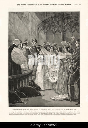 1897 Penny illustrierte Papier Ehe von Königin Victoria, Prinz Albert Stockfoto
