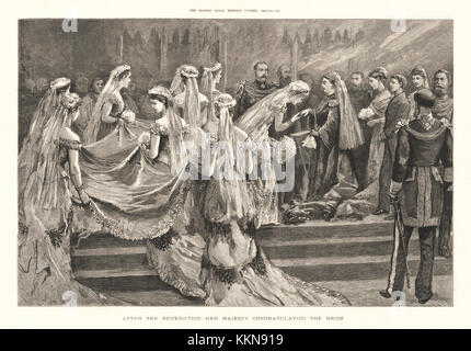1879 Die Grafik Queen Victoria gratuliert Prinzessin Louise von Preußen bei ihrer Hochzeit Stockfoto