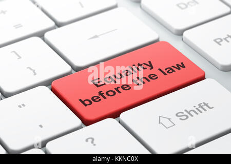Politik Konzept: die Gleichheit vor dem Gesetz auf dem Computer Tastatur Hintergrund Stockfoto
