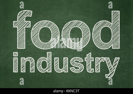 Manufacuring Konzept: Lebensmittelindustrie am Schwarzen Brett Hintergrund Stockfoto