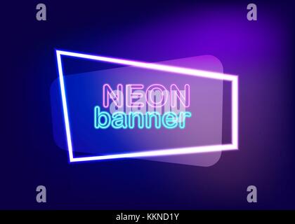 Leere Neon Werben Text Banner Stock Vektor
