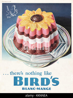 1939 UK's Magazine Bird Blanc-Mange Advert Stockfoto