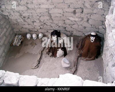 Erhaltene Mumien in einem Grab von chauchilla Friedhof in der Nähe von nazca, Peru Stockfoto