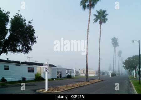 Morgen an einem RV Resort in Weslaco, Texas. Stockfoto