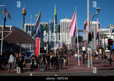 Pyrmont Bridge Darling Harbour Sydney New South Wales Australien Stockfoto