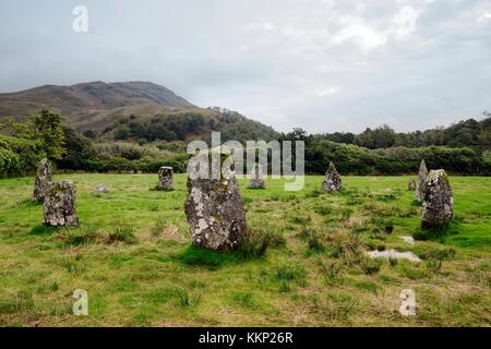 Lochbuie prähistorischer Steinkreis auf der Isle of Mull, Innere Hebriden, Schottland. Stammt aus dem 2. Jahrtausend v. Chr Stockfoto