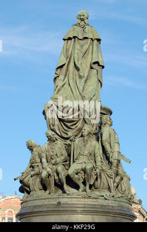 20.01.2017. Russland. saint-petersburg. Ein schönes Denkmal Katharina die Große und ihr Hof zu Kaiserin liegt im Zentrum der Stadt. Stockfoto