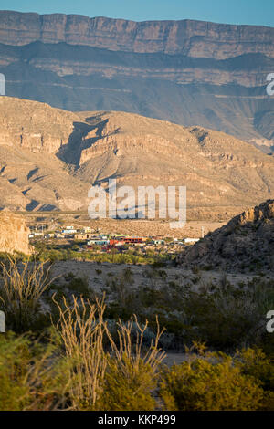 Boquillas del Carmen, Coahuila, Mexiko - die Kleine Grenzstadt boquillas, über von der Rio Grande im Big Bend National Park fotografiert, Texas. Stockfoto