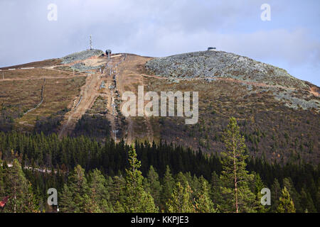 Sicht auf die Berge Hovaerken in Schweden, von lofsdalen gesehen. Stockfoto