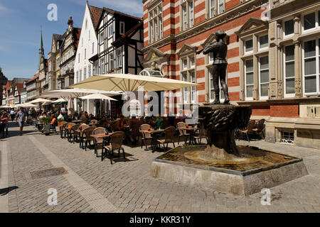 Fußgängerzone in der Altstadt von Hameln, Weser Hügel, Niedersachsen, Deutschland Stockfoto