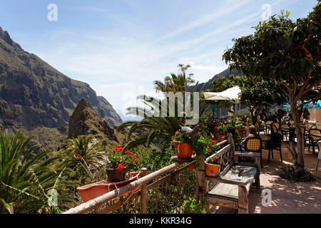 Cafe im Bergdorf Masca im Teno Gebirge, Teneriffa, Kanarische Inseln, Spanien Stockfoto